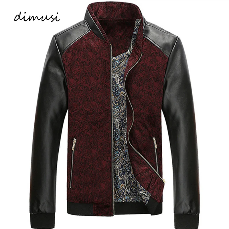 

Men's Bomber Jacket Casual Male Outwear Windbreaker Coats Fashion Slim Fit Leather Sleeve Baseball Jackets Mens Clothing