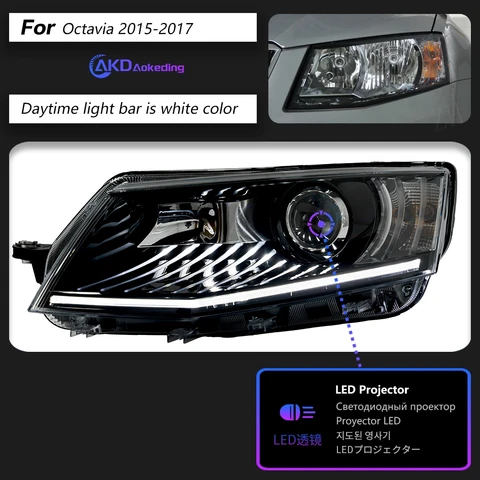 Для SKODA Octavia Фара 2015-2017 12V H7 Светодиодные противотуманные фары DRL Дневные ходовые огни Тюнинг Автомобильные аксессуары Octavia AKD Фара