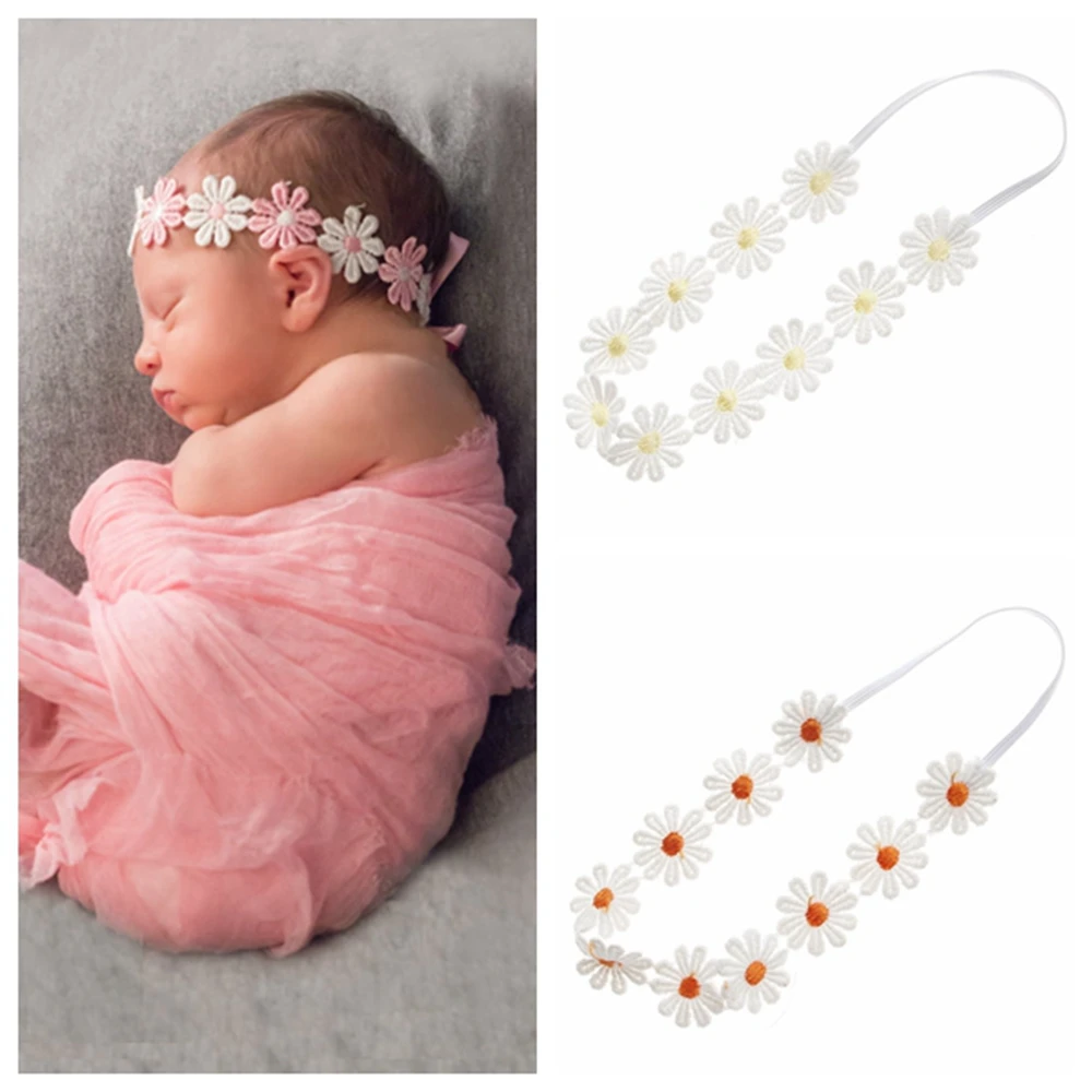 Cute 1PCS Little Daisy Flower Newborn Infant Headband Elastic Sunflower Baby Kids Toddler Hair Accessories Photography Props