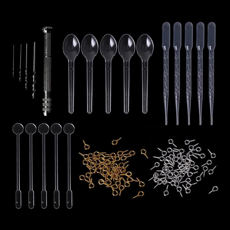 

1 Set Epoxy Resin Kit DIY Jewelry Making Tools Drill Pins Silver Gold Necklace Pendant Dropper Spoon Mix Stick Accessories
