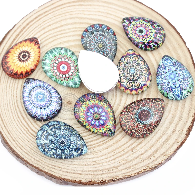 

Стеклянные подвески в богемном стиле с цветочным узором в форме купола смешанных цветов мозаика печатное стекло для самостоятельного изготовления сережек ожерелий аксессуары 10 шт.