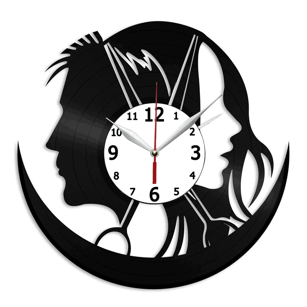 

Hair Salon for Men and Women Vinyl Wall Clock Clock for Home Decor - Living Room Kitchen Wall Art - 12 Inches