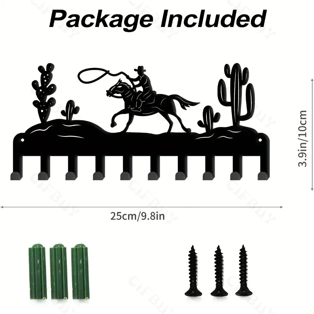 Металлический держатель для ключей Ковбойский кактус — съемные настенные