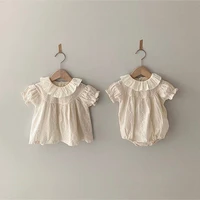 summer baby clothes newborn girl bodysuits embroidery lace infant short sleeves one piece newborn clothes