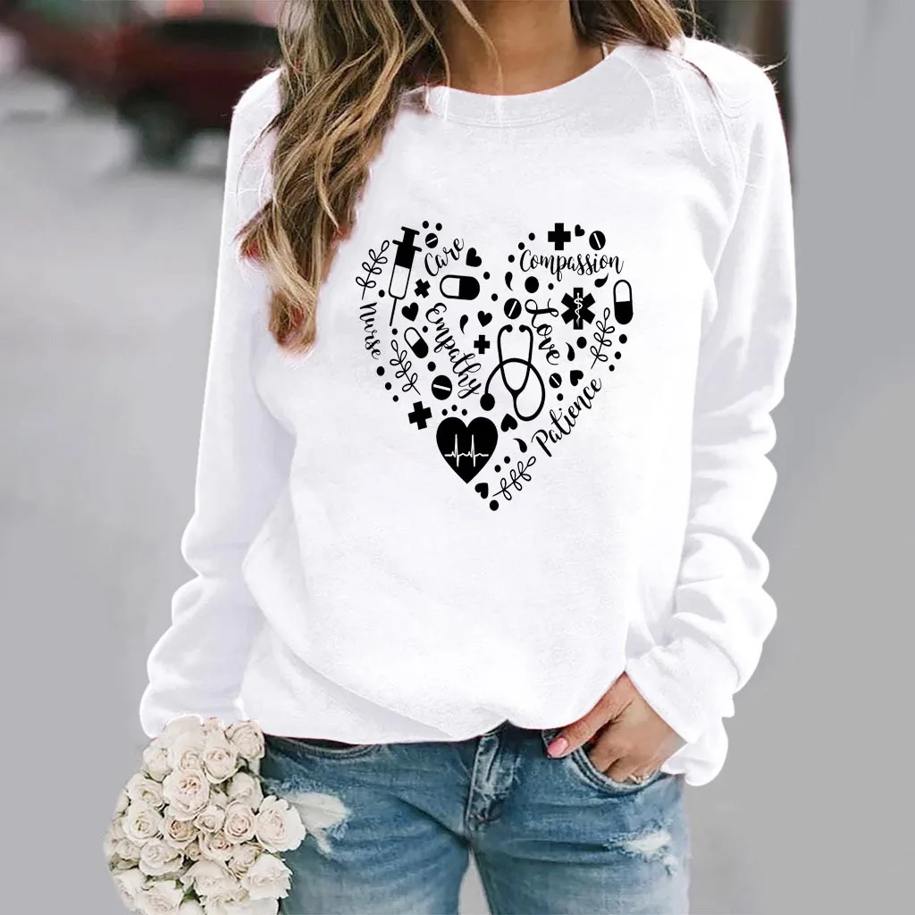 

Толстовка женская оверсайз с длинным рукавом и принтом сердечек