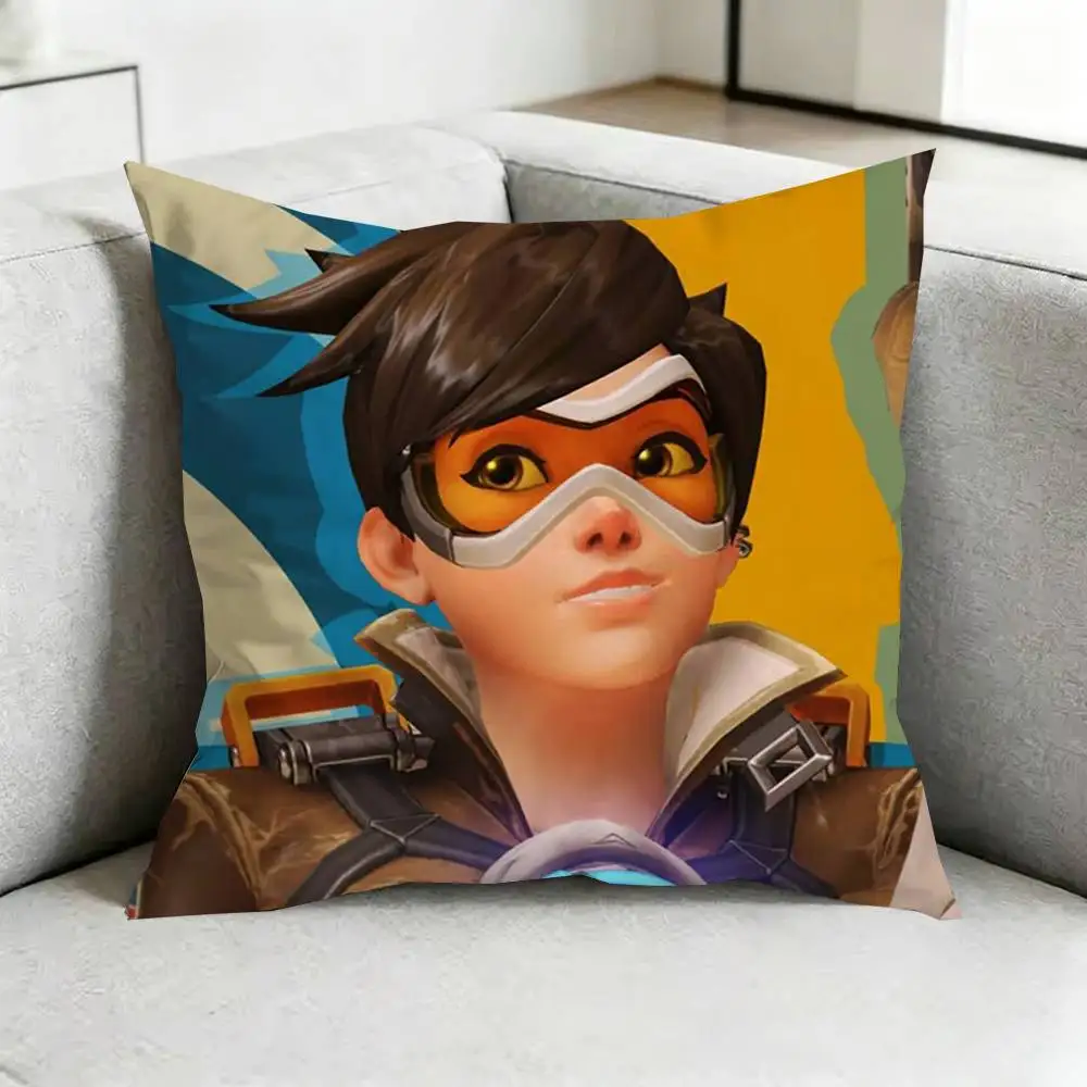 Фото Наволочка Pop Game O-Overwatch-H, квадратная двусторонняя наволочка для дивана, чехол для подушки для спальни, прикроватная подушка, подарок №3