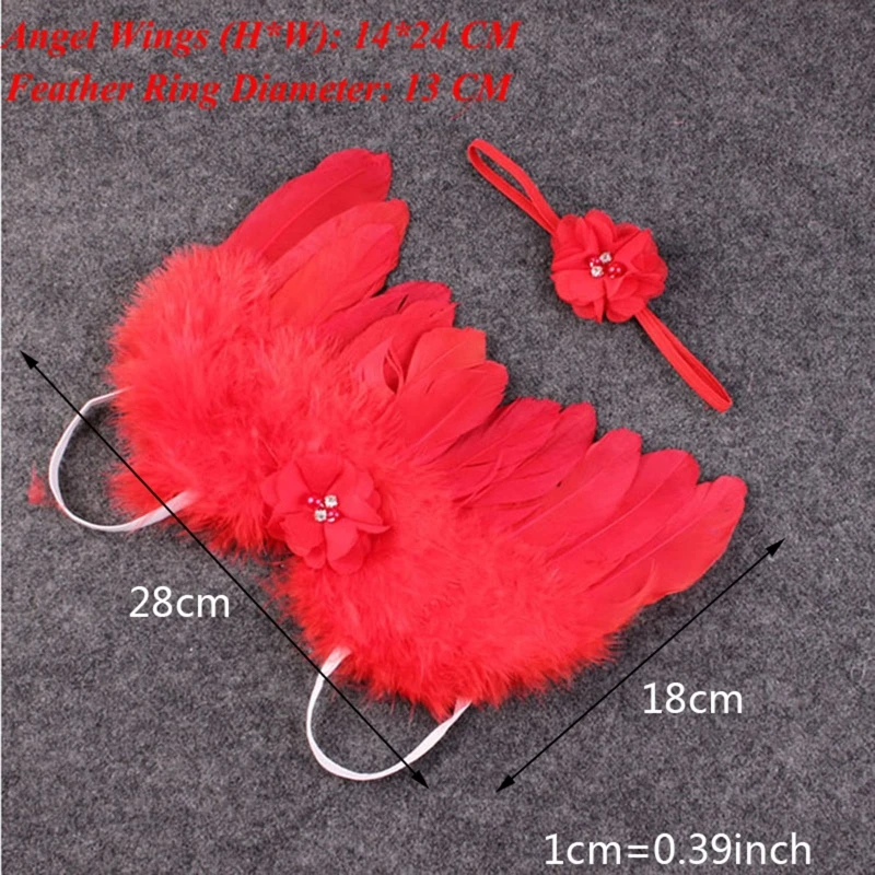 

2022 New Girl Newborn Baby Kids Flowers Feather Lace Headband & Angel Wings Photo Prop