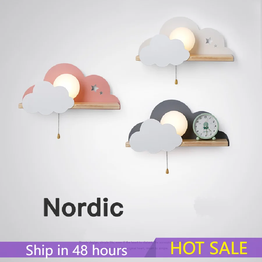 

Nordic Decor Macaron LED Glass Wall Lamps Beside Bedroom Lights Fixtures Children Room Cloud Wall Lamp Stairs Wall Light Sconces
