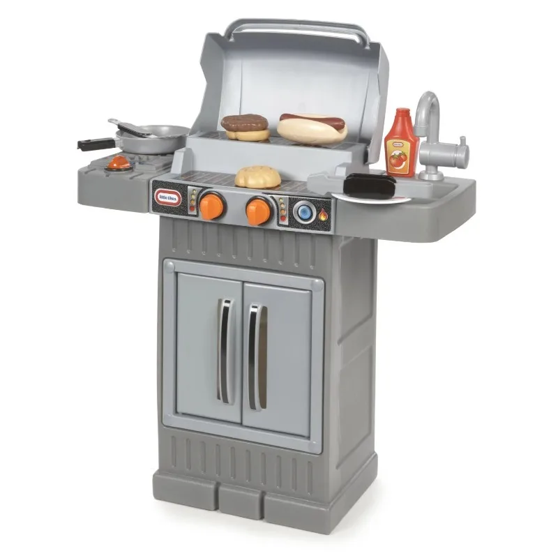

Little Tikes Cook 'n Grow BBQ Grill 8-Piece Pretend Play Kitchen Toys Playset, Gray, For Kids Toddlers Boys Girls Ages 2 3 4+