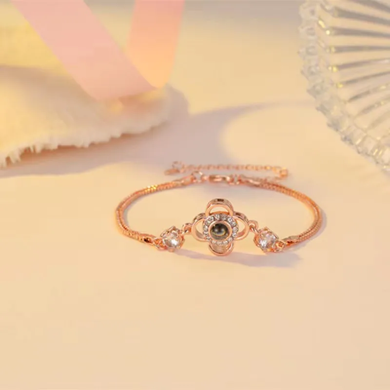 HIYONG Personalized Photo Projection Bracelet Couple Holiday Gift Custom Jewelry Birthday Lover Family Memory Souvenir