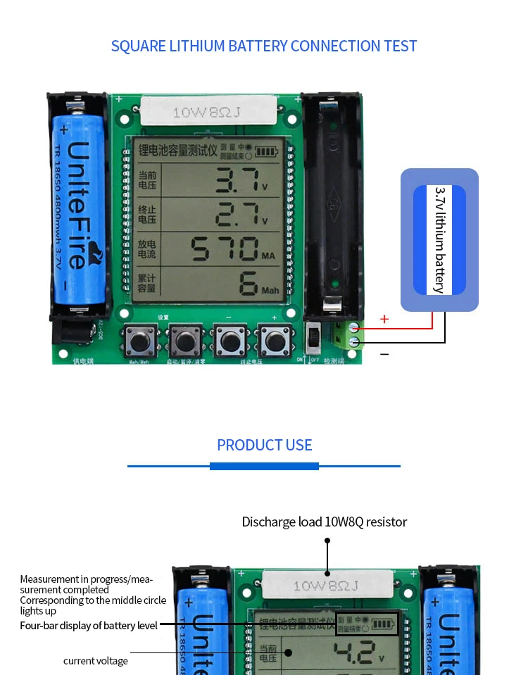 Модуль тестера емкости литиевого аккумулятора 18650 Высокоточный ЖК-дисплей XH-M239 с