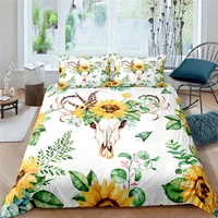 skull sunflower bedding set duvet cover set black and white quilt cover sets queen king comforter cover home textile bedclothes