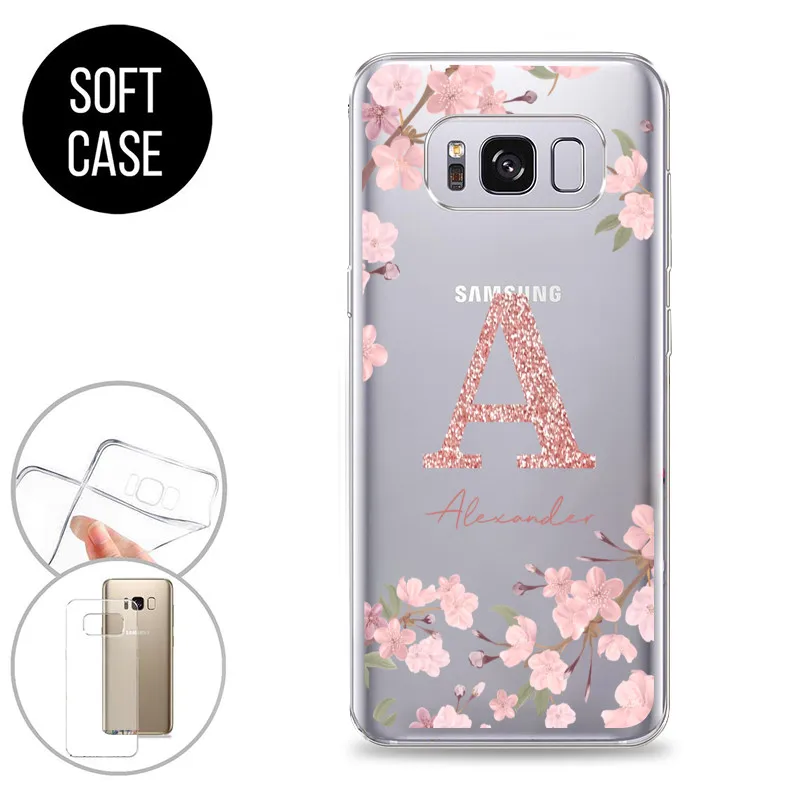 Custom Name Samsung Case For Samsung Galaxy S7 8 9 S10 S20 S22 Plus S22 ultra S10e A5 Personality Flower Crown Transparent  Case