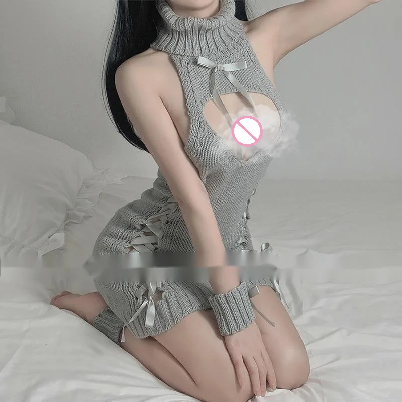 

Кот Сексуальная девушка милая Горничная косплей одежда чувство свитер открытая спина Сексуальная милая шнуровка любовь с вырезами Соблазн...