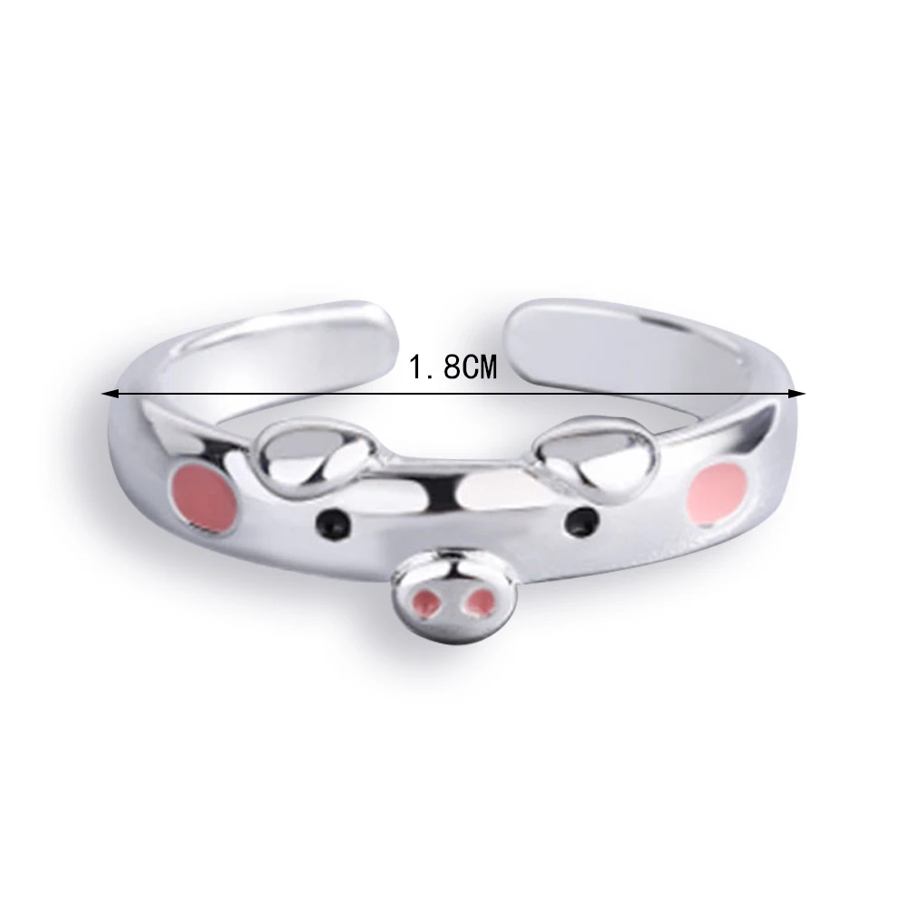 Симпатичное розовое эмалированное кольцо свинка популярное Открытое счастливая