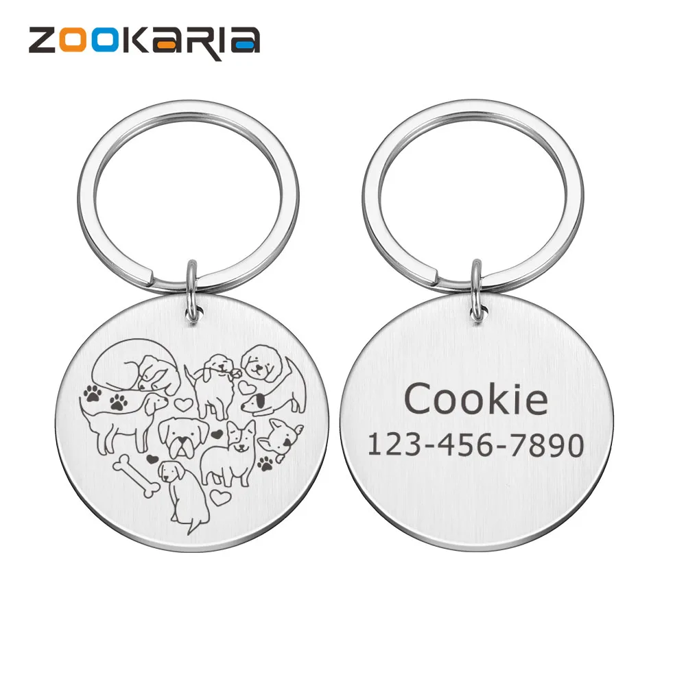 

Customizable Dog Collar Address Tags for Dogs Medal with Engraving Name Kitten Puppy Accessories Personalized Cat Necklace Chain