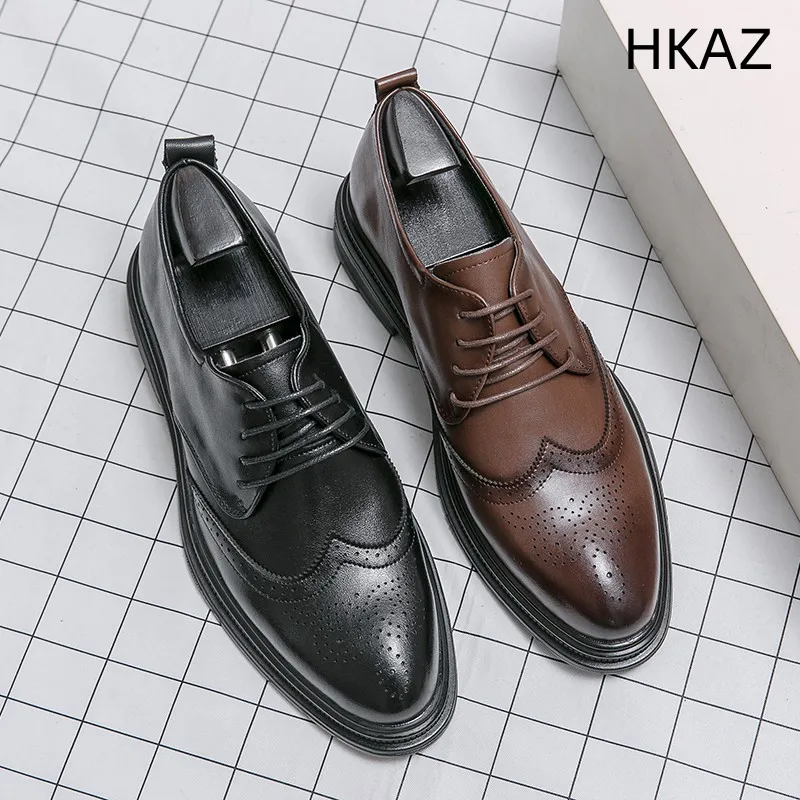 

Men's Casual Leather Shoes Genuine Leather Pointed Toe Flat Heel Comfortable Wear-Resistant Classic Popular Model Fashion Wild