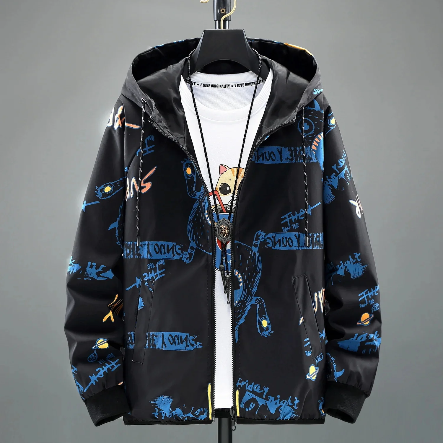 

NEW Wear On Both Sides Autumn Black Jacket Men Thin Jackets Casual Lover Jacket Hip Hop Windbreaker ded Jacket Coat 9917