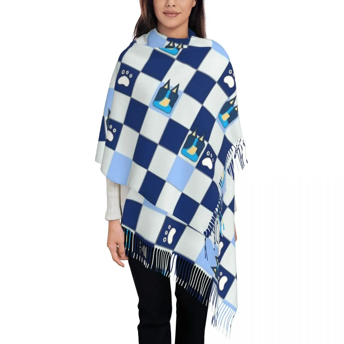 

Blue Bandit Heeler Dog Print Blueys Shawls Wraps for Ladies Winter Long Soft Scarf Pashminas Shawl Scarves