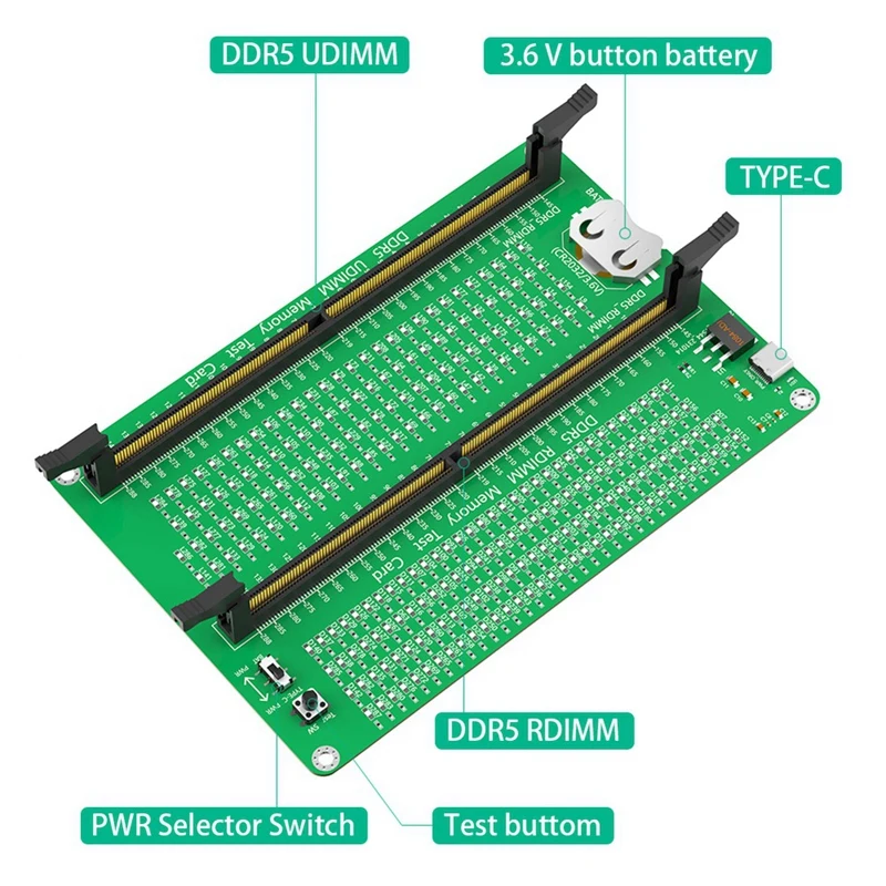 Тестер памяти DDR5 RDIMM/UDIMM тестовая карта настольного компьютера со светодиодными