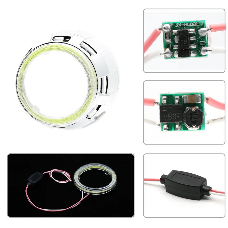 60MM 70MM 80MM 90MM 95MM 100MM 110MM 120MM COB Angel Eyes Halo Ring Car Motorcycle DRL Fog Light LED Headlight Bulb Lamp DC 12V - купить по