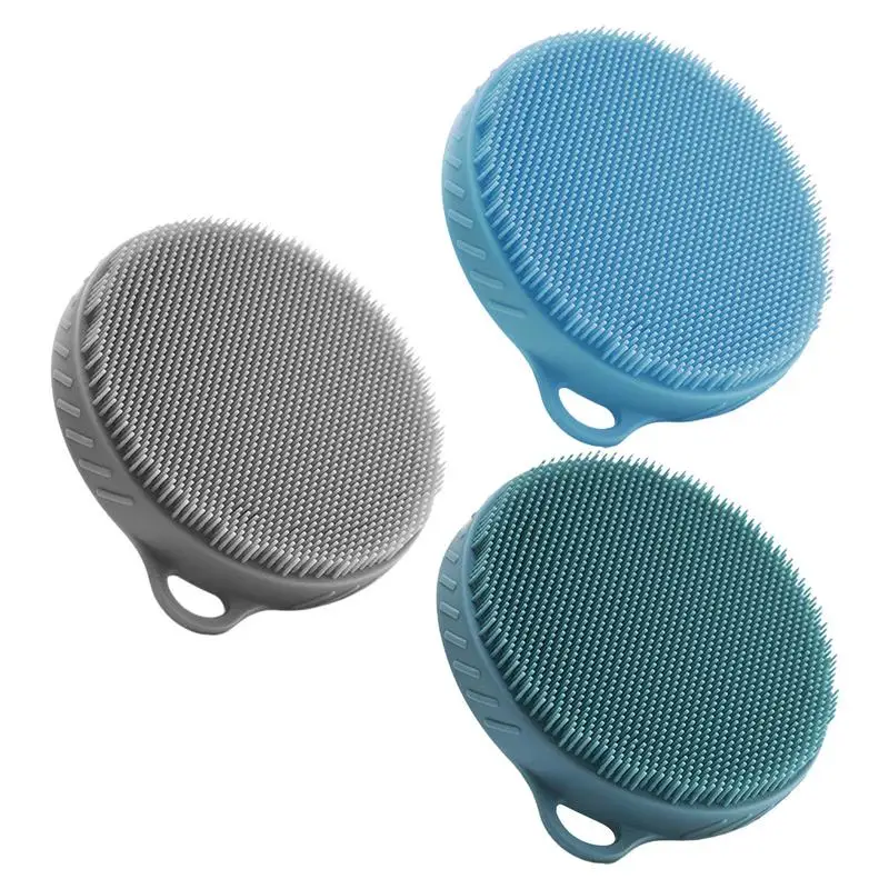 

Силиконовая щетка для ванной, чистящая щетка для тела, скребки для душа, мягкий отшелушивающий массажный Массажер для кожи головы, скребок д...