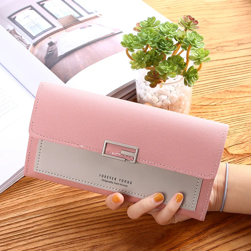 2023 new Korean version of ladies purse female clutch bag long 30% off wallet buckle multi-card coin purseLarge-capacity wallet