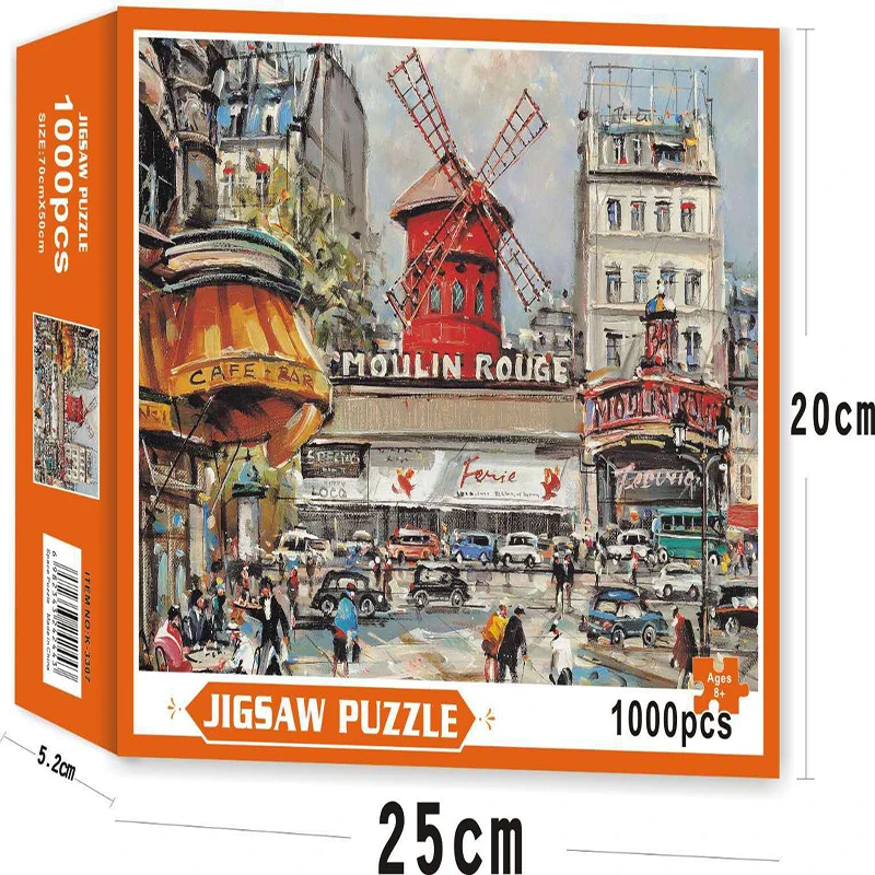 

70x50 см тонкий Пазл 1000 штук для взрослых бумажная пазл-машина «МОЛЕН Руж» игрушка пейзаж серия подарок для детей игра мозговой шторм