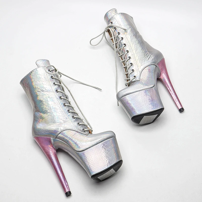 Leecabe Shinny Sanke Upper 17CM/7inches Pole dancing shoes High Heel platform Boots Pole Dance shoes