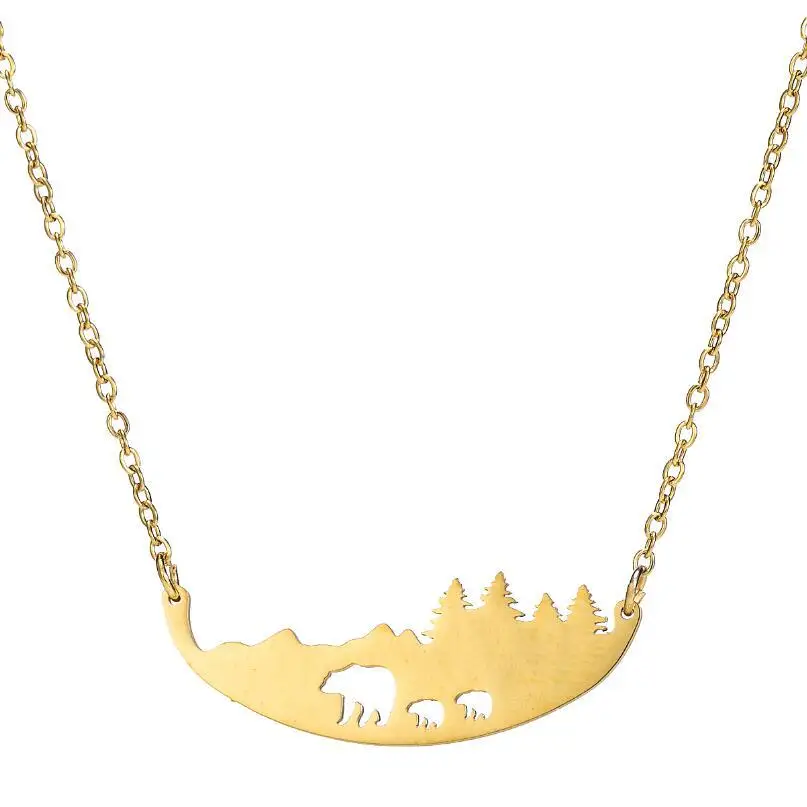

Bxzyrt Smiple Cute Stainless Steel Necklace For Women Pendant Collar Forest Choker Gold/Silver Color Jewelry Sweater Chain