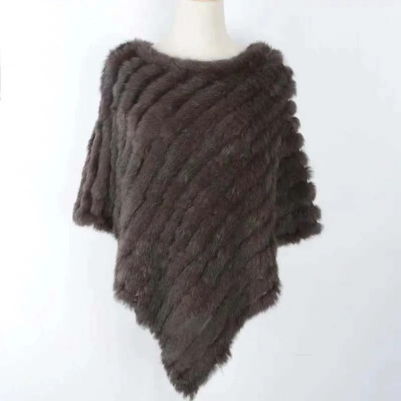 New Winter Solid Color Rabbit Fur Tassel Coat Women Fashion Warm Fur Coats Outerwear Fake Fur Shawl Knit Women Clothing