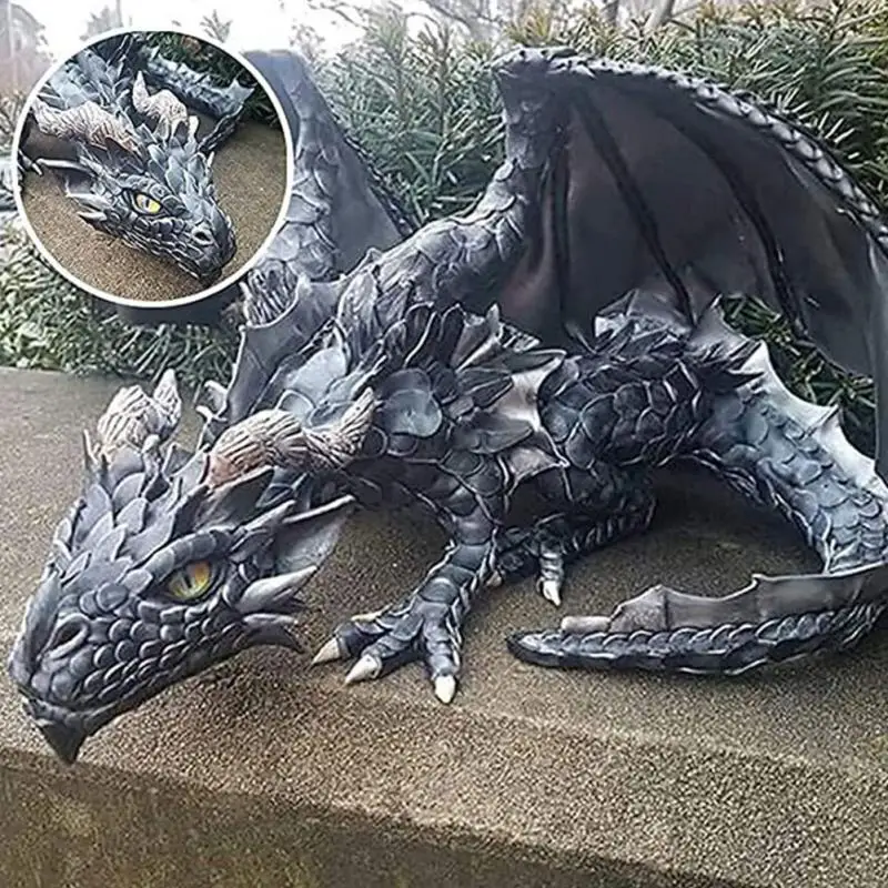 

Large Squatting Gothic Dragon Sculpture Guardian Resin Statue Figurines Home Decoration Outdoor Garden Statues Sculptures