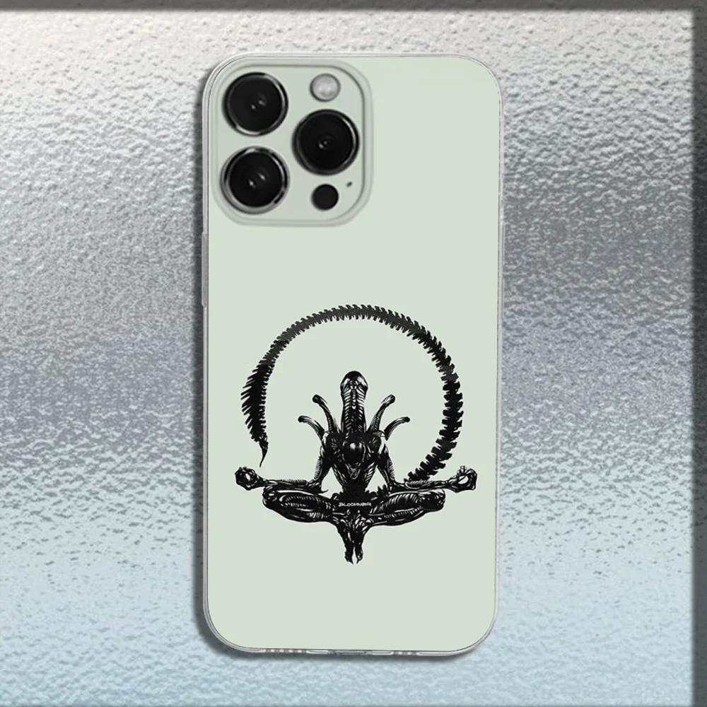 Чехол для телефона Funny A-Alien Xenomorph iPhone 16 15 14 13 12 11 Plus Pro Max XR XS X SE мини-прозрачный
