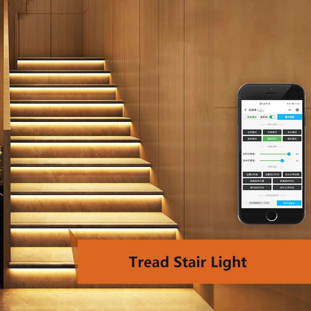 

Hot Sell Stair Step Lamp Set Smart Stairway LED Smart Strip Light With Profile Transformer And Controller