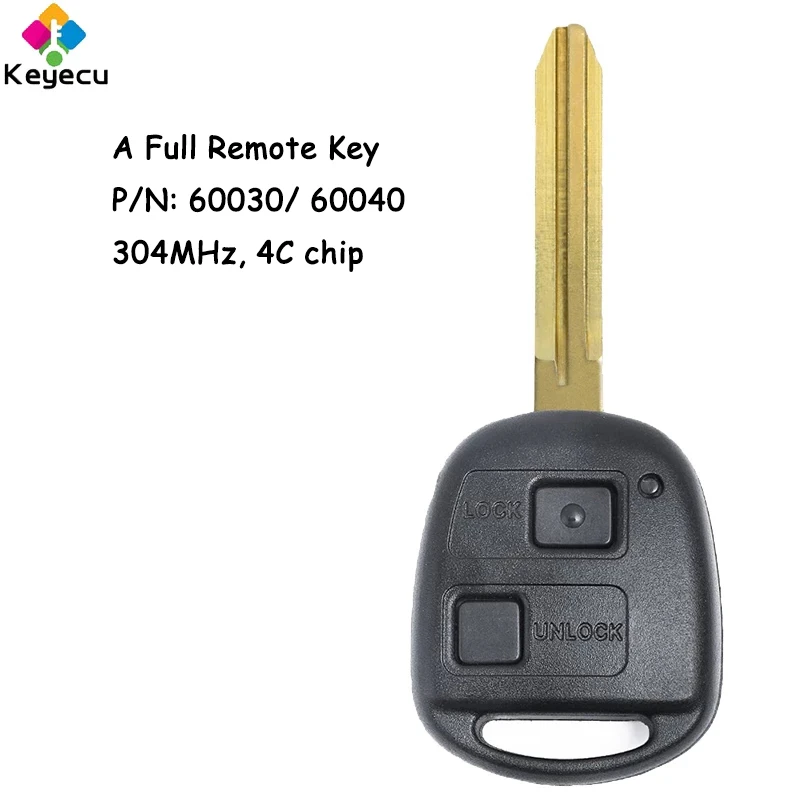 Ключ дистанционного управления KEYECU с 2 кнопками чип 304 МГц 4C для Toyota Tarago Avensis RAV4