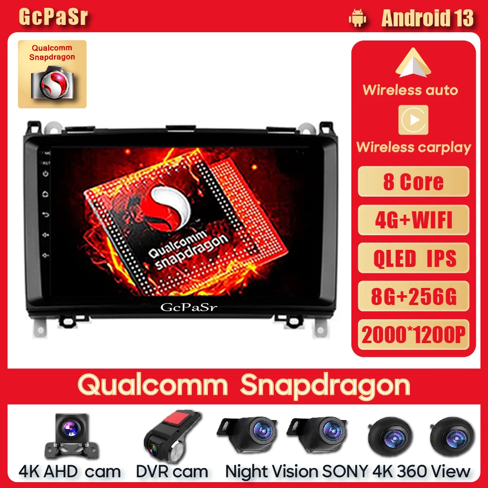 

Автомобильное радио Qualcomm Snapdragon, мультимедийный видеоплеер для Mercedes Benz B200, W169, W245, 4G, Wi-Fi, Bluetooth, Android, Bluetooth