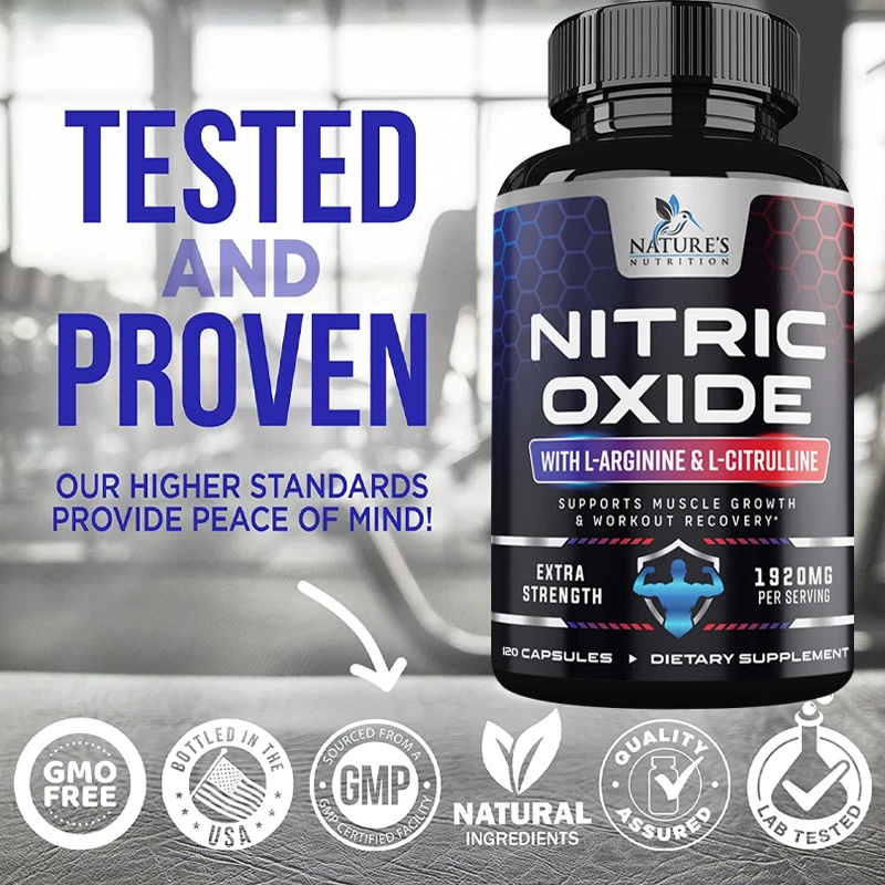 

Nitric Oxide Supplement L-Arginine Premium Pre-Workout Booster for Longer Erections, Muscle Strength and Energy