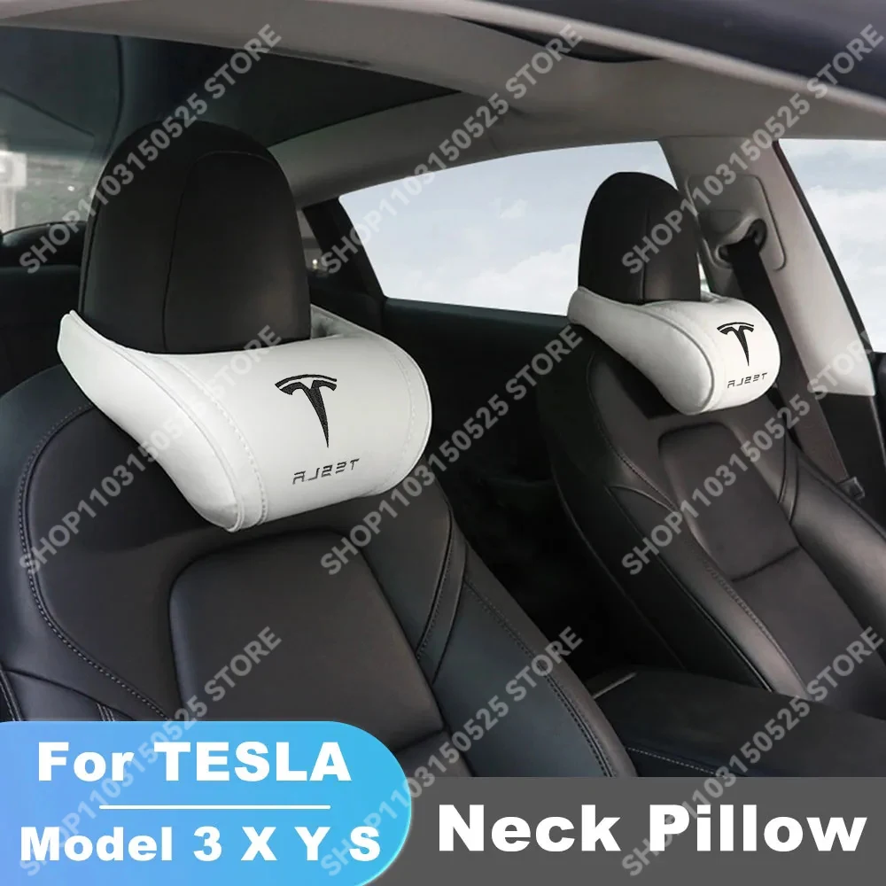 

Автомобильная подушка для шеи Tesla модели 3 X S Y, автомобильные принадлежности, Кожаная подушка на подголовник, поясная подушка Tesla модели Y 2023, аксессуары