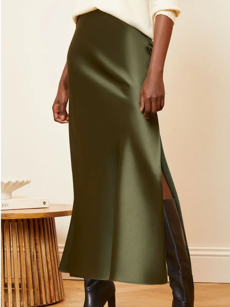 Новинка 2023 года женские атласные длинные юбки на весну и лето высококачественная