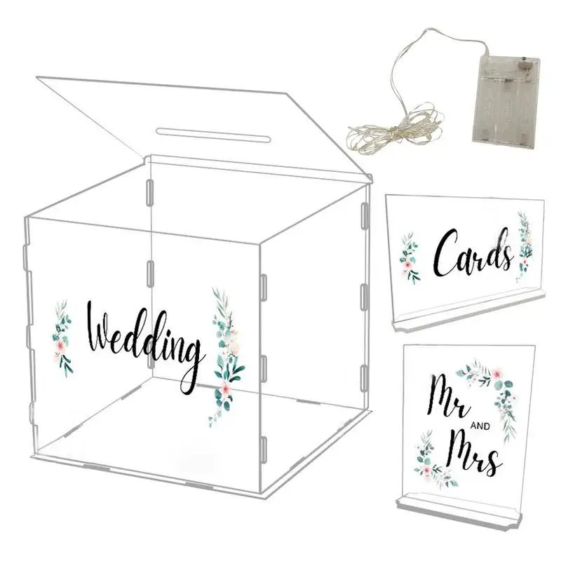 

Clear Acrylic Card Box For Wedding Clear Card Box For Reception Elegant Wedding Envelope Box Baby Bridal Shower Money Gift Card