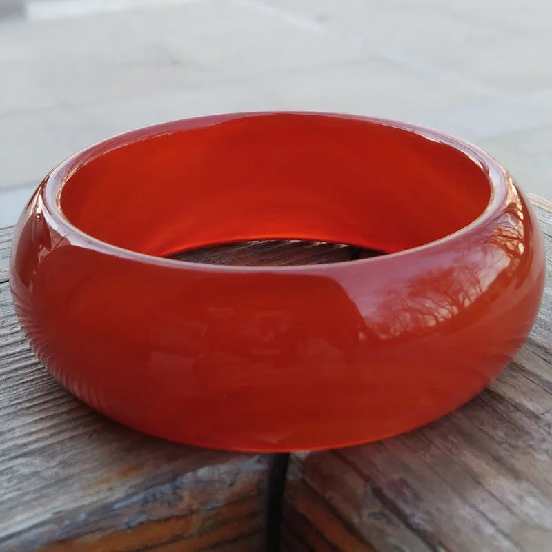 

Natural Brazilian Red Agate Thickened and Widened Bracelet Women's Chalcedony Benmingnian Transfer Jade Bracelet