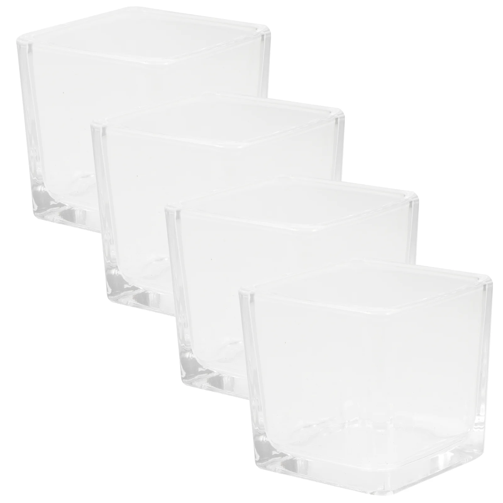 

4 Pcs Tea Glass Holder Candlestick Clear Tealight Cup Holders Candlesticks Square