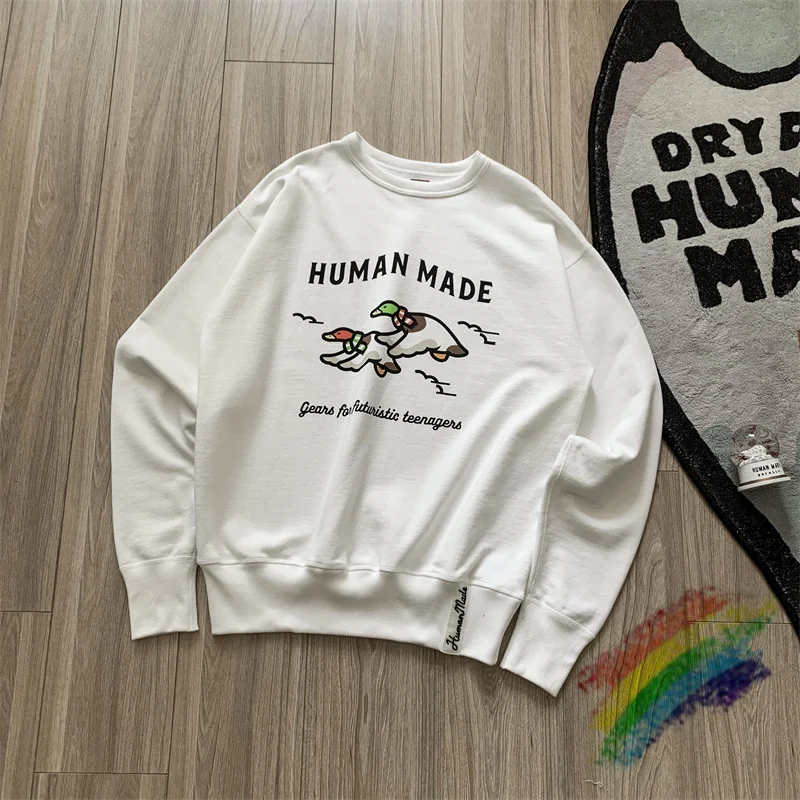 

White Human Made Sweatshirts Men Women Flying Duck Vintage Crewneck