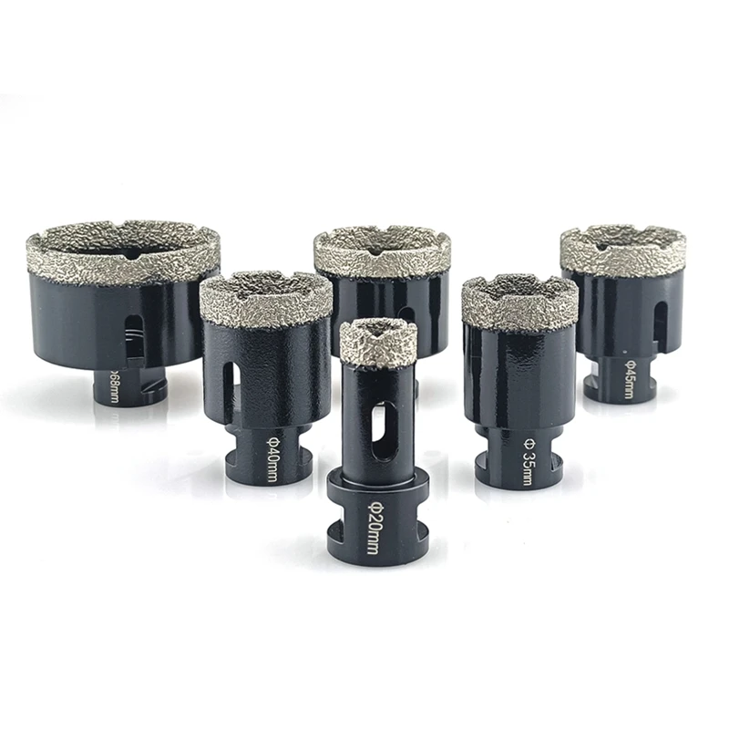 6 Pcs M14 Thread Diamond Dry Vacuum Brazed Drilling Core Bits Set Porcelain Tiles Crowns Drill Marble Hole Saw Tools