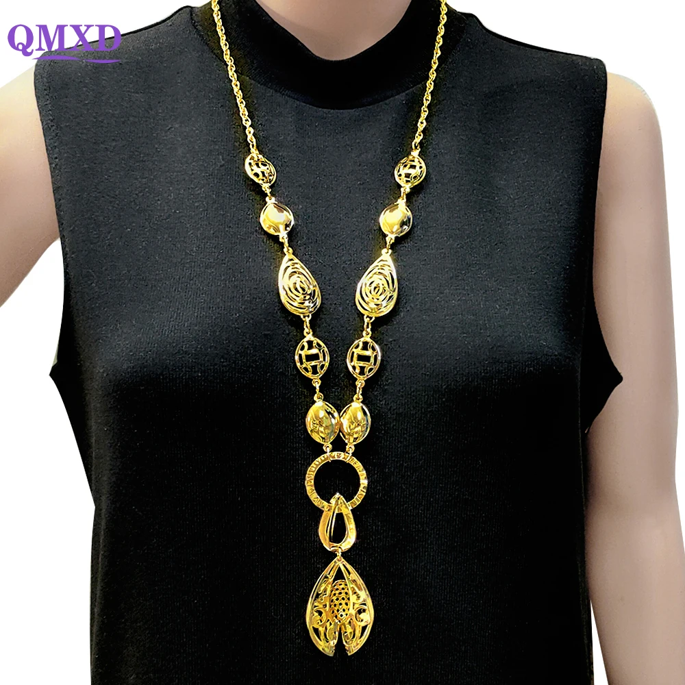

Elegant Tassel Long Chain Fashion Geometric Pendant Gold Color Long Necklace Vintage Bohemian Adjustable Chain Jewelry