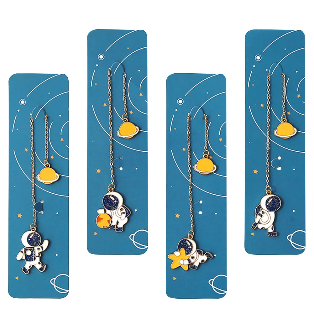 

4pcs Metal Student Gift Bookmark Pendant Book Page Marker for Friend Classmate