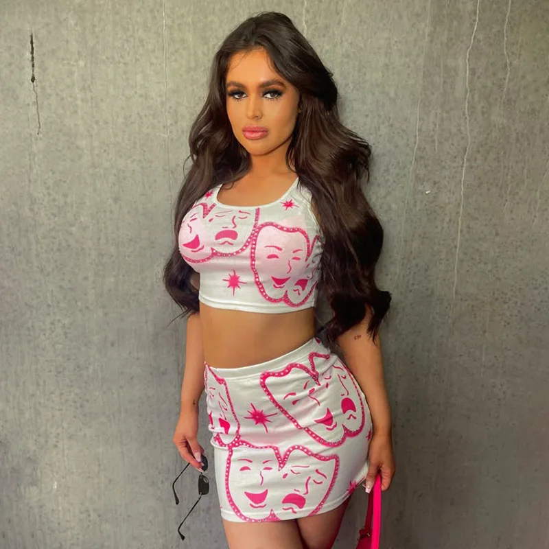 Женский комплект из 2 предметов с принтом лица женский спортивный костюм