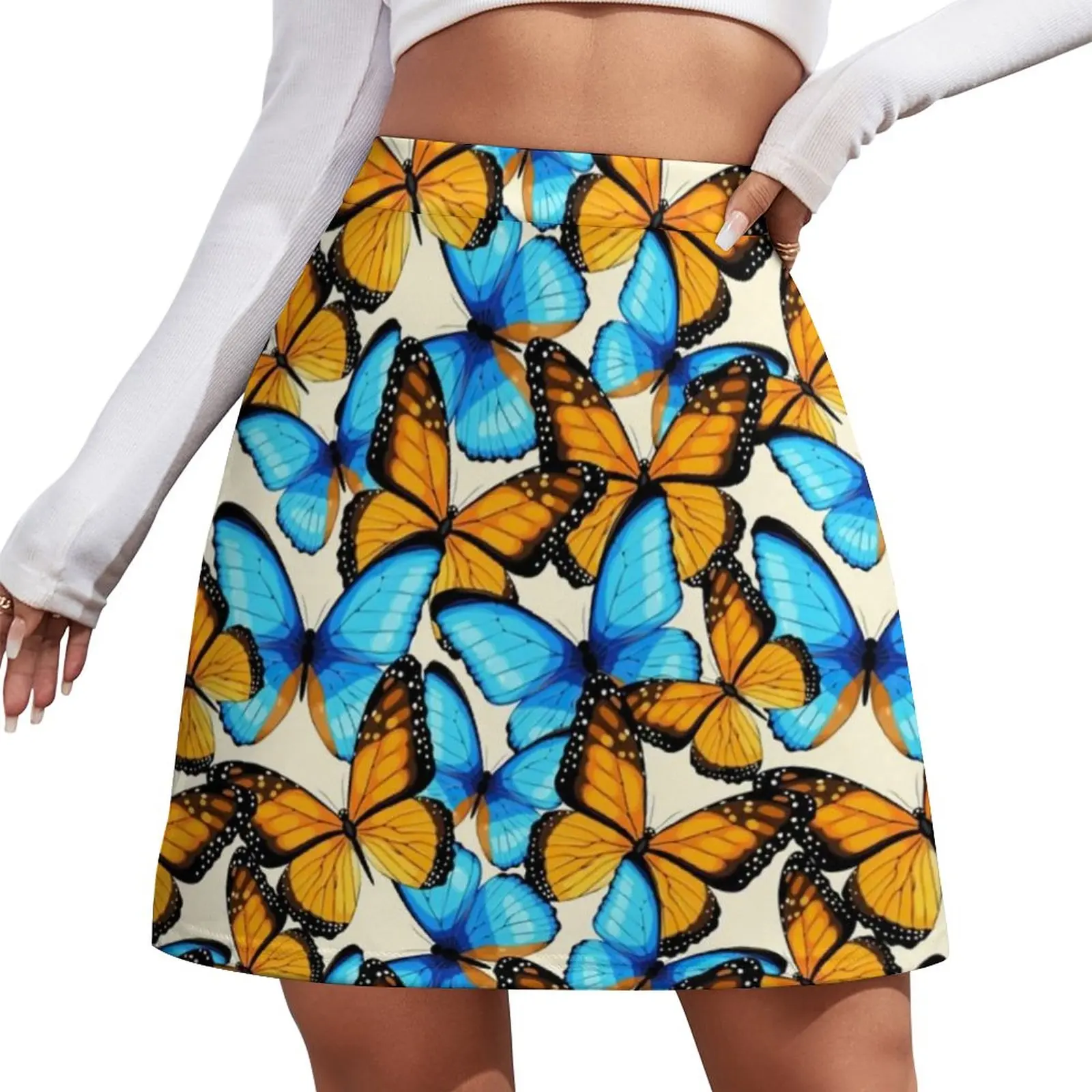 

Monarch Butterfly Skirt Woman Butterflies Art Animal Vintage Mini Skirts High Waist Design Streetwear Casual Skirt Big Size