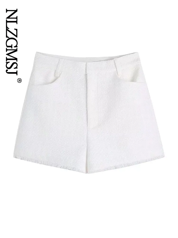 

Nlzgmsj Za 2022 Fashion Elegant High Waist Shorts Women Summer Bottoms Casual Solid Korean Wide Leg Shorts 202203