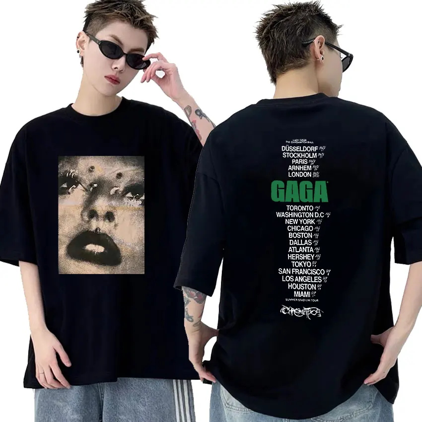 Ретро Леди Гага Тур 2024 футболки с графическим рисунком для мужчин и женщин